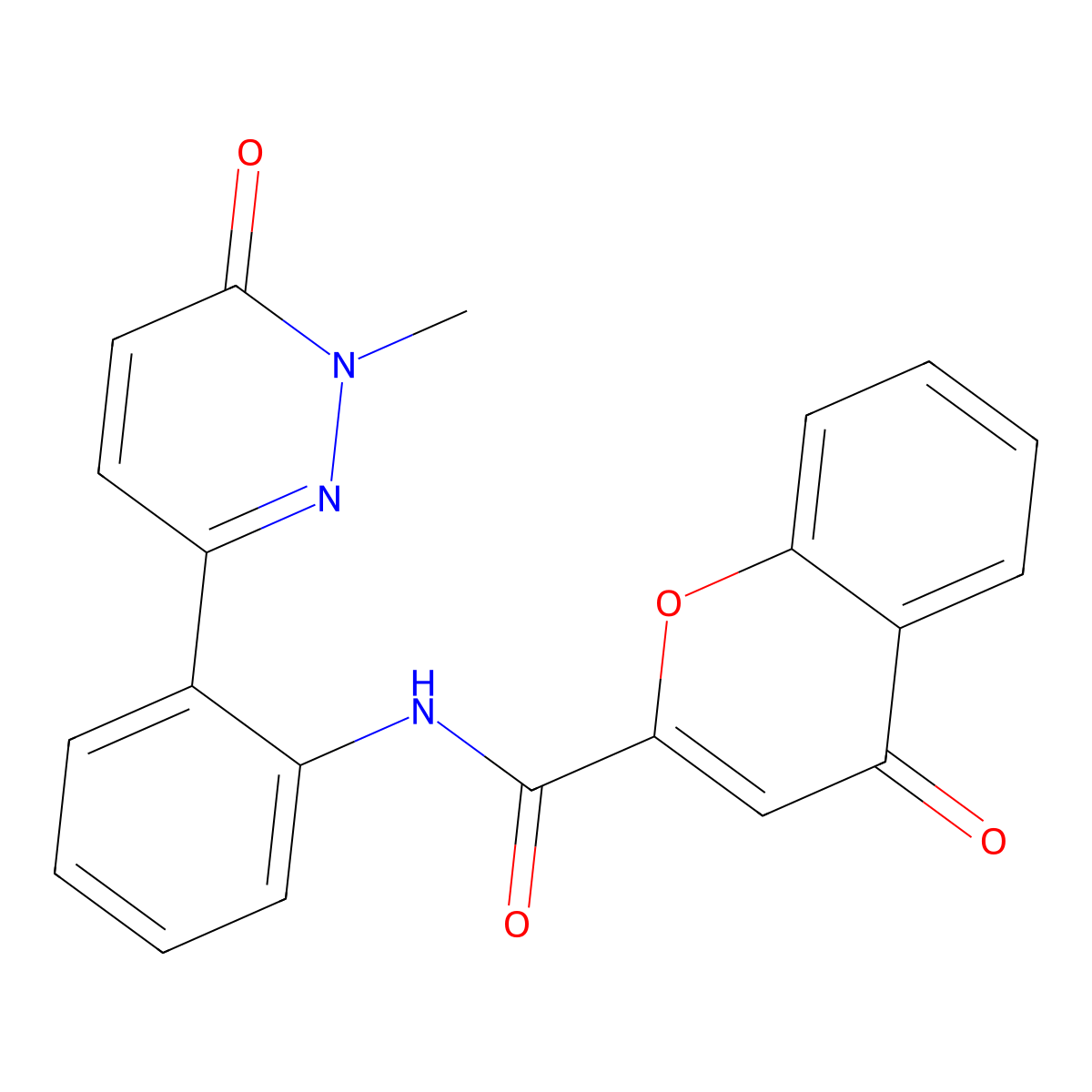 N-[2-(1-methyl-6-oxo-1,6-dihydropyridazin-3-yl)phenyl]-4-oxo-4H-chromene-2-carboxamide molecular structure, CAS 1448122-69-7