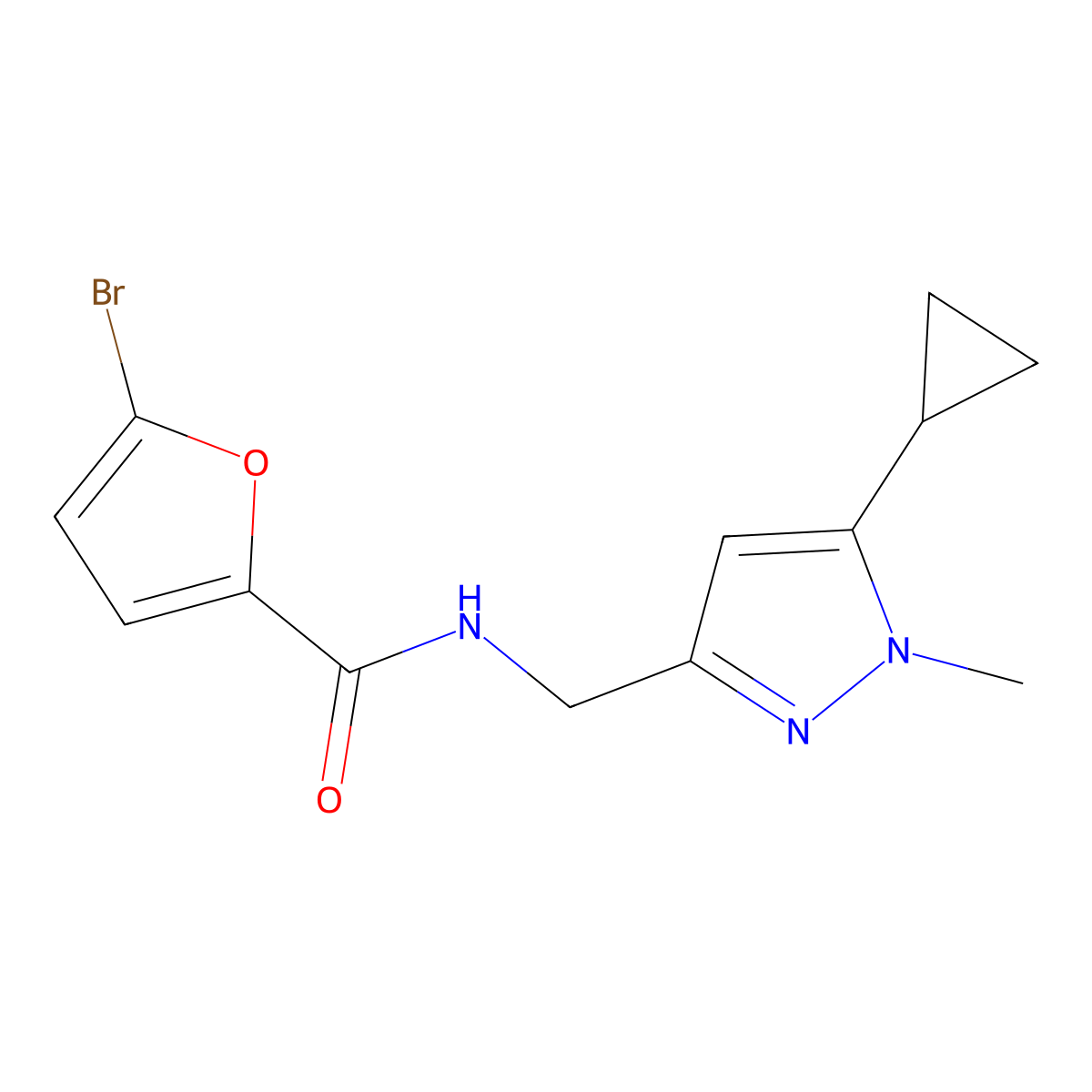 5-bromo-N-((5-cyclopropyl-1-methyl-1H-pyrazol-3-yl)methyl)furan-2-carboxamide molecular structure, CAS 1448122-78-8