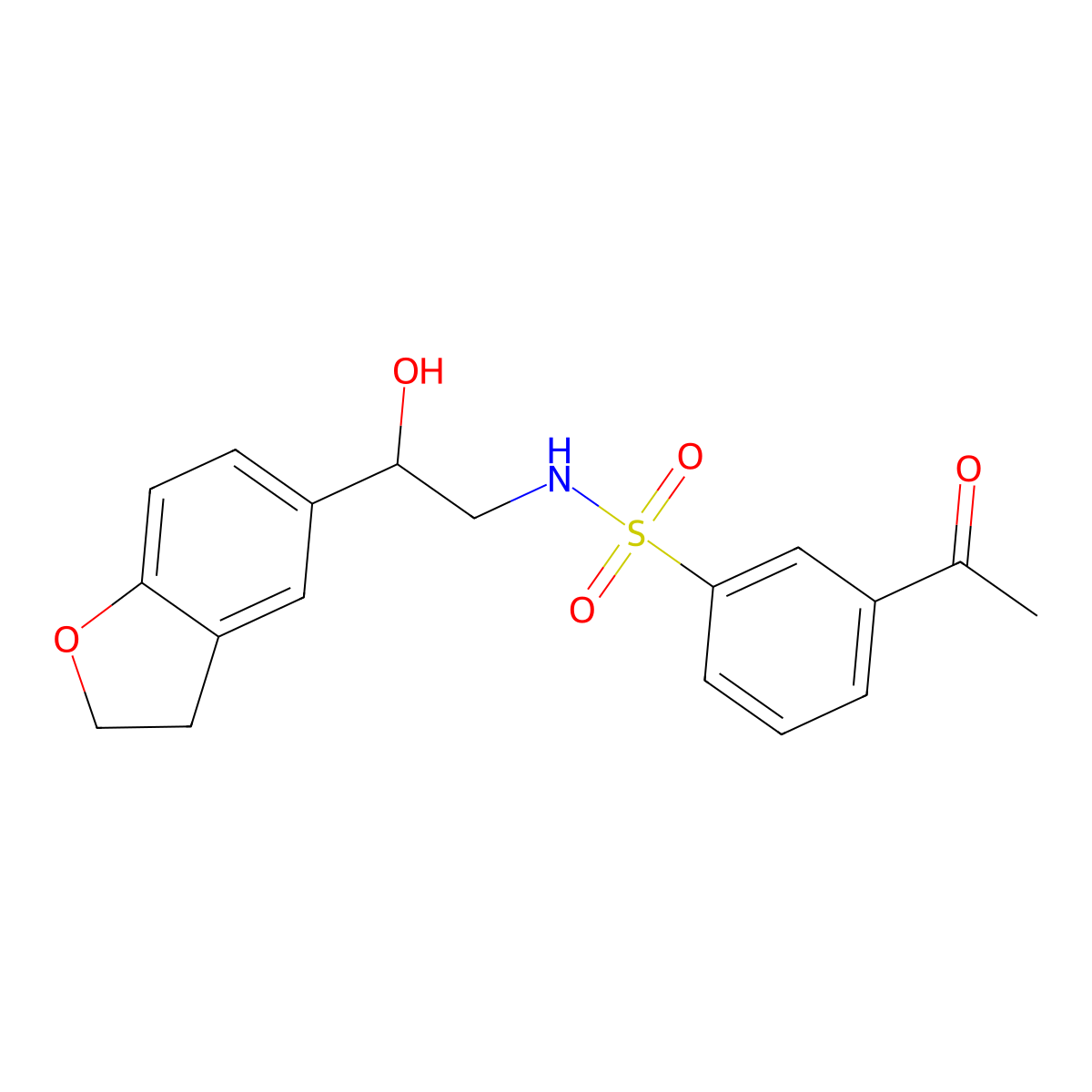 3-acetyl-N-(2-(2,3-dihydrobenzofuran-5-yl)-2-hydroxyethyl)benzenesulfonamide molecular structure, CAS 1448122-82-4
