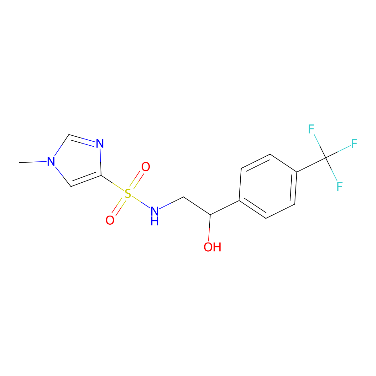 N-{2-hydroxy-2-[4-(trifluoromethyl)phenyl]ethyl}-1-methyl-1H-imidazole-4-sulfonamide molecular structure, CAS 1448122-83-5