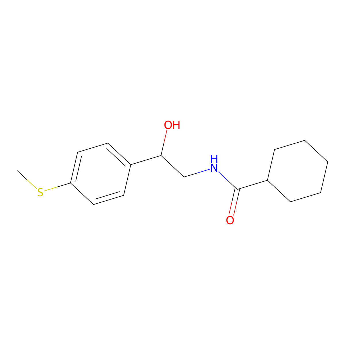 N-(2-hydroxy-2-(4-(methylthio)phenyl)ethyl)cyclohexanecarboxamide molecular structure, CAS 1448122-92-6