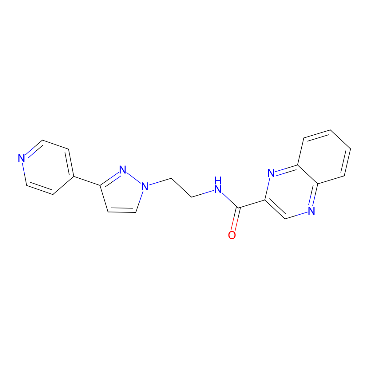 N-{2-[3-(pyridin-4-yl)-1H-pyrazol-1-yl]ethyl}quinoxaline-2-carboxamide molecular structure, CAS 1448122-93-7