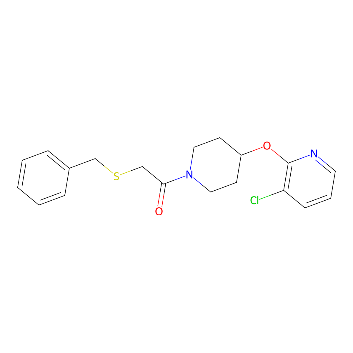 2-(Benzylthio)-1-(4-((3-chloropyridin-2-yl)oxy)piperidin-1-yl)ethanone molecular structure, CAS 1448122-97-1