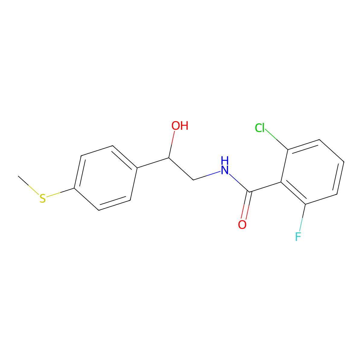 2-chloro-6-fluoro-N-(2-hydroxy-2-(4-(methylthio)phenyl)ethyl)benzamide molecular structure, CAS 1448123-01-0