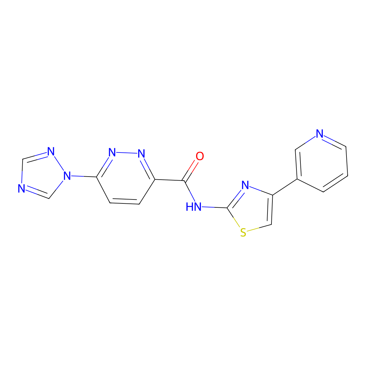 N-(4-(pyridin-3-yl)thiazol-2-yl)-6-(1H-1,2,4-triazol-1-yl)pyridazine-3-carboxamide molecular structure, CAS 1448123-02-1