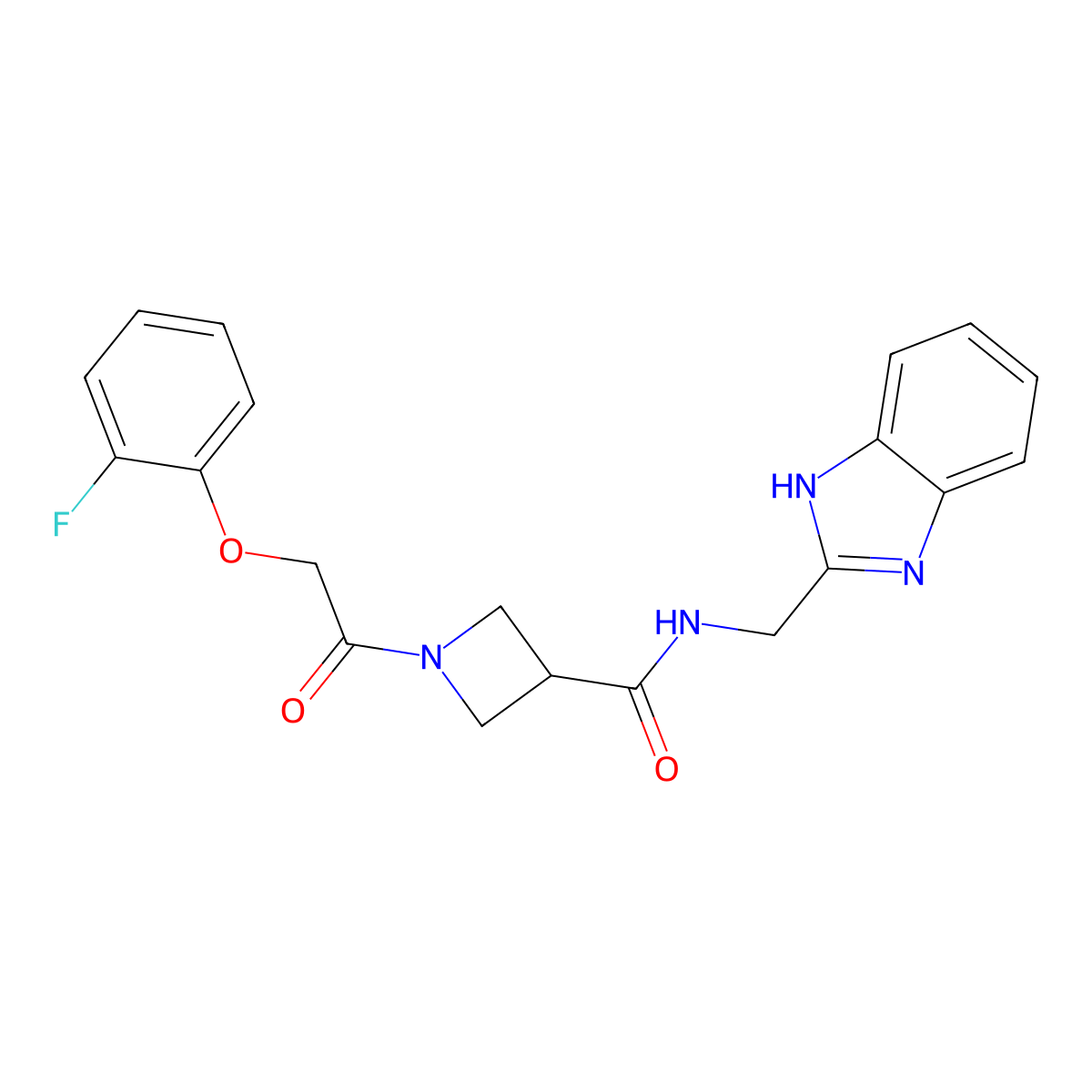 N-((1H-benzo[d]imidazol-2-yl)methyl)-1-(2-(2-fluorophenoxy)acetyl)azetidine-3-carboxamide molecular structure, CAS 1448123-03-2