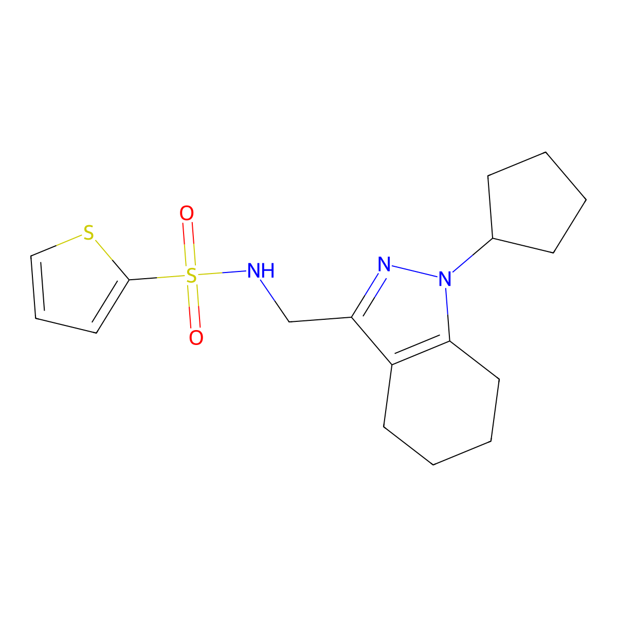 N-[(1-cyclopentyl-4,5,6,7-tetrahydro-1H-indazol-3-yl)methyl]thiophene-2-sulfonamide molecular structure, CAS 1448123-05-4
