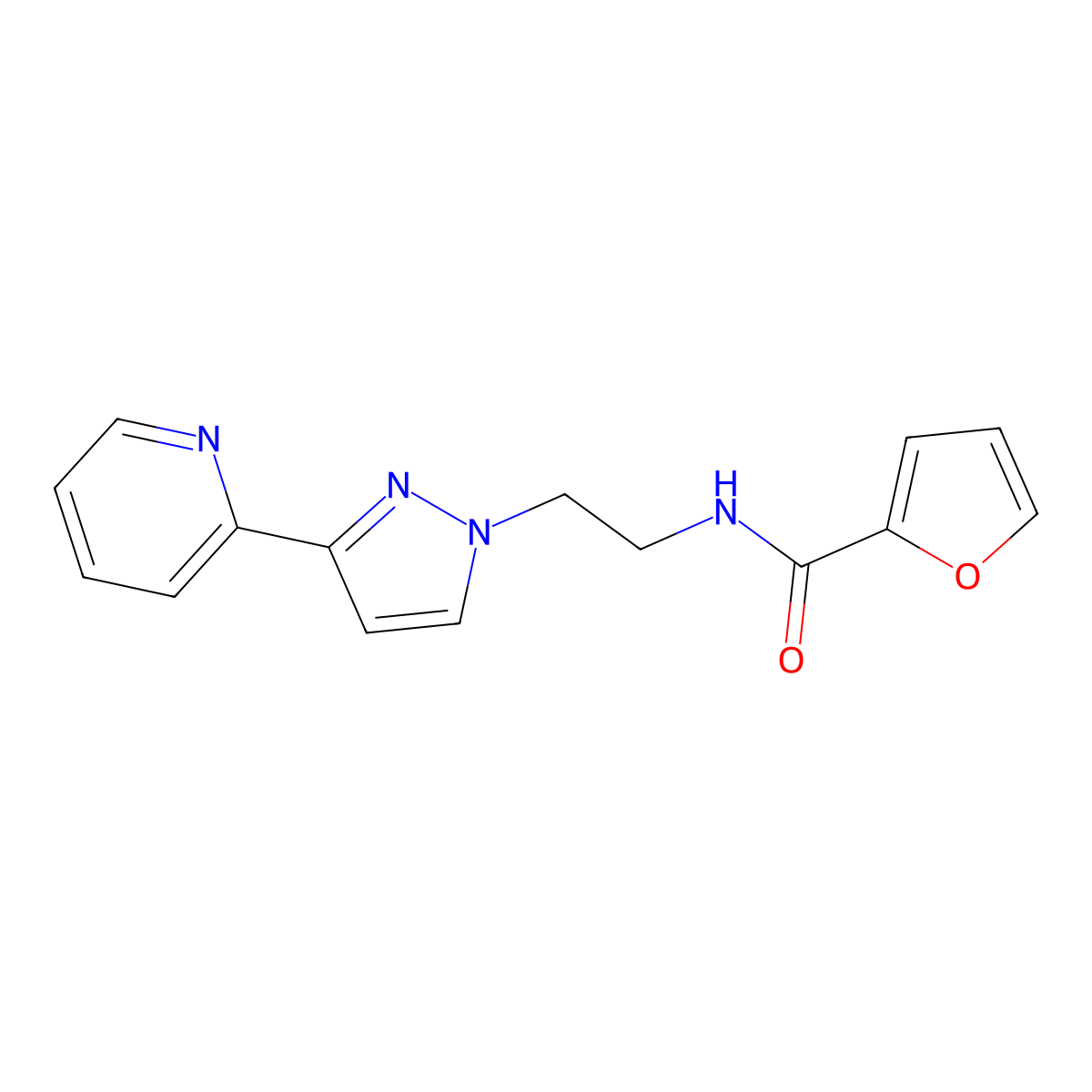 N-(2-(3-(pyridin-2-yl)-1H-pyrazol-1-yl)ethyl)furan-2-carboxamide molecular structure, CAS 1448123-08-7