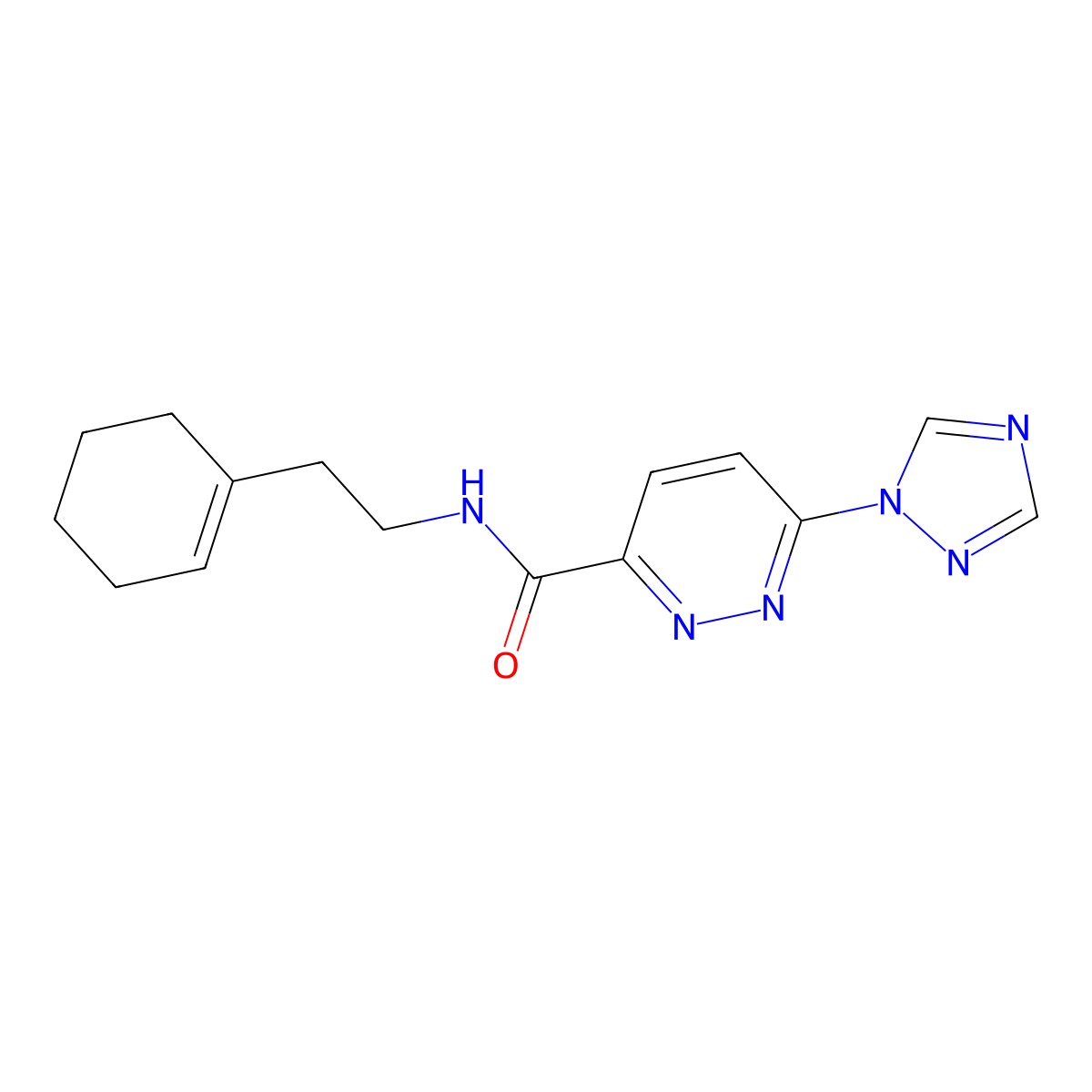 N-[2-(cyclohex-1-en-1-yl)ethyl]-6-(1H-1,2,4-triazol-1-yl)pyridazine-3-carboxamide molecular structure, CAS 1448123-10-1