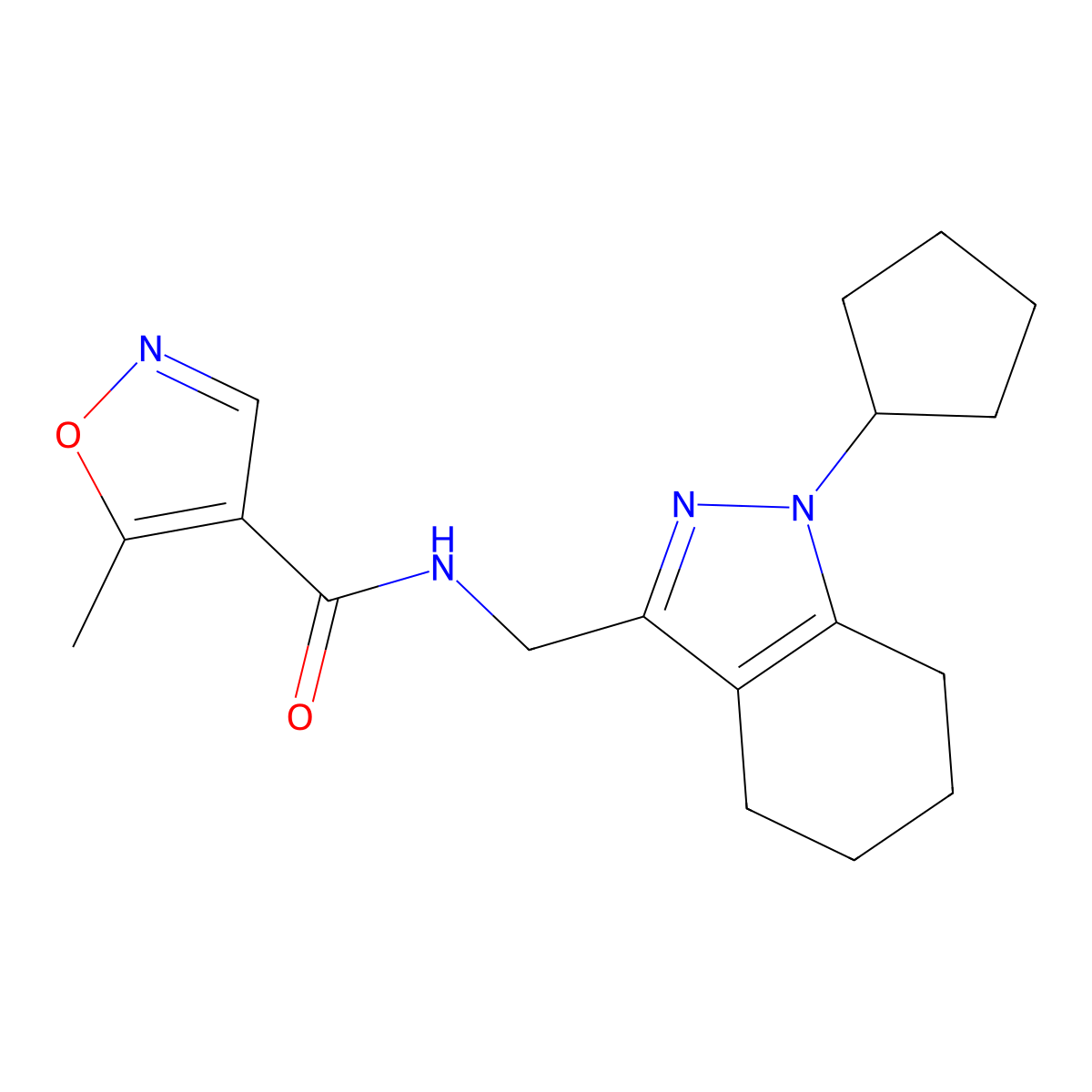 N-((1-cyclopentyl-4,5,6,7-tetrahydro-1H-indazol-3-yl)methyl)-5-methylisoxazole-4-carboxamide molecular structure, CAS 1448123-12-3