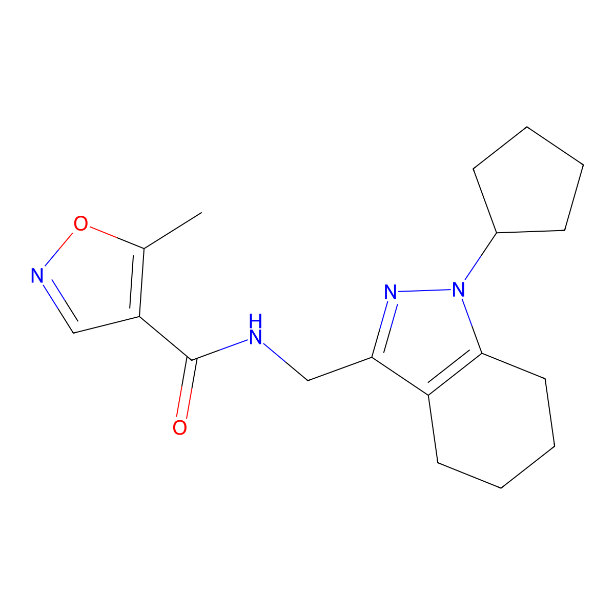 N-((1-cyclopentyl-4,5,6,7-tetrahydro-1H-indazol-3-yl)methyl)-5-methylisoxazole-4-carboxamide molecular structure, CAS 1448123-12-3