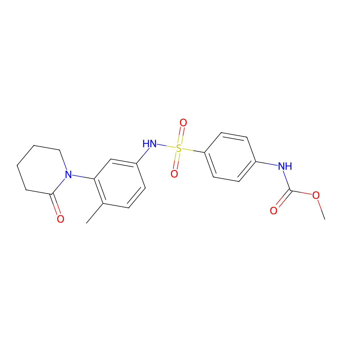 methyl (4-(N-(4-methyl-3-(2-oxopiperidin-1-yl)phenyl)sulfamoyl)phenyl)carbamate molecular structure, CAS 1448123-16-7