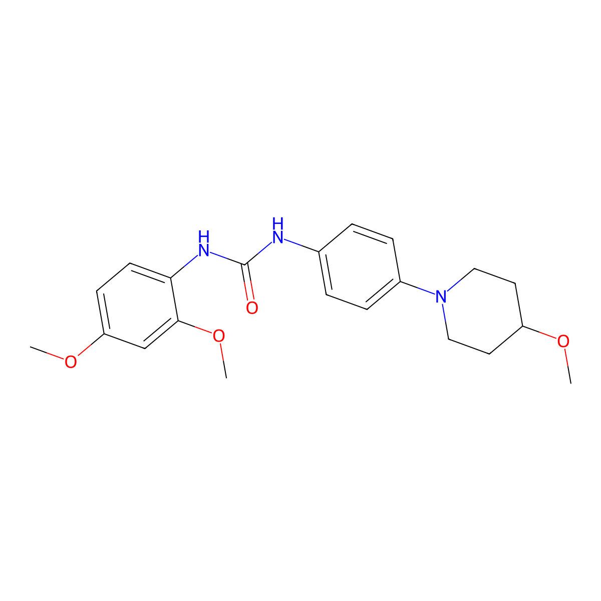 1-(2,4-Dimethoxyphenyl)-3-(4-(4-methoxypiperidin-1-yl)phenyl)urea molecular structure, CAS 1448123-17-8