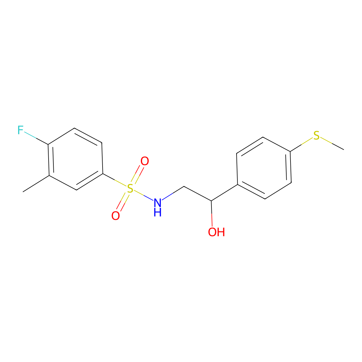 4-fluoro-N-(2-hydroxy-2-(4-(methylthio)phenyl)ethyl)-3-methylbenzenesulfonamide molecular structure, CAS 1448123-18-9