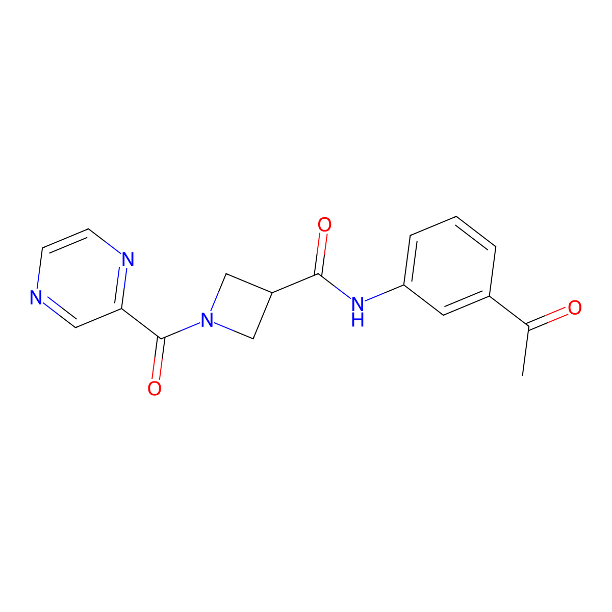 N-(3-acetylphenyl)-1-(pyrazine-2-carbonyl)azetidine-3-carboxamide molecular structure, CAS 1448123-22-5