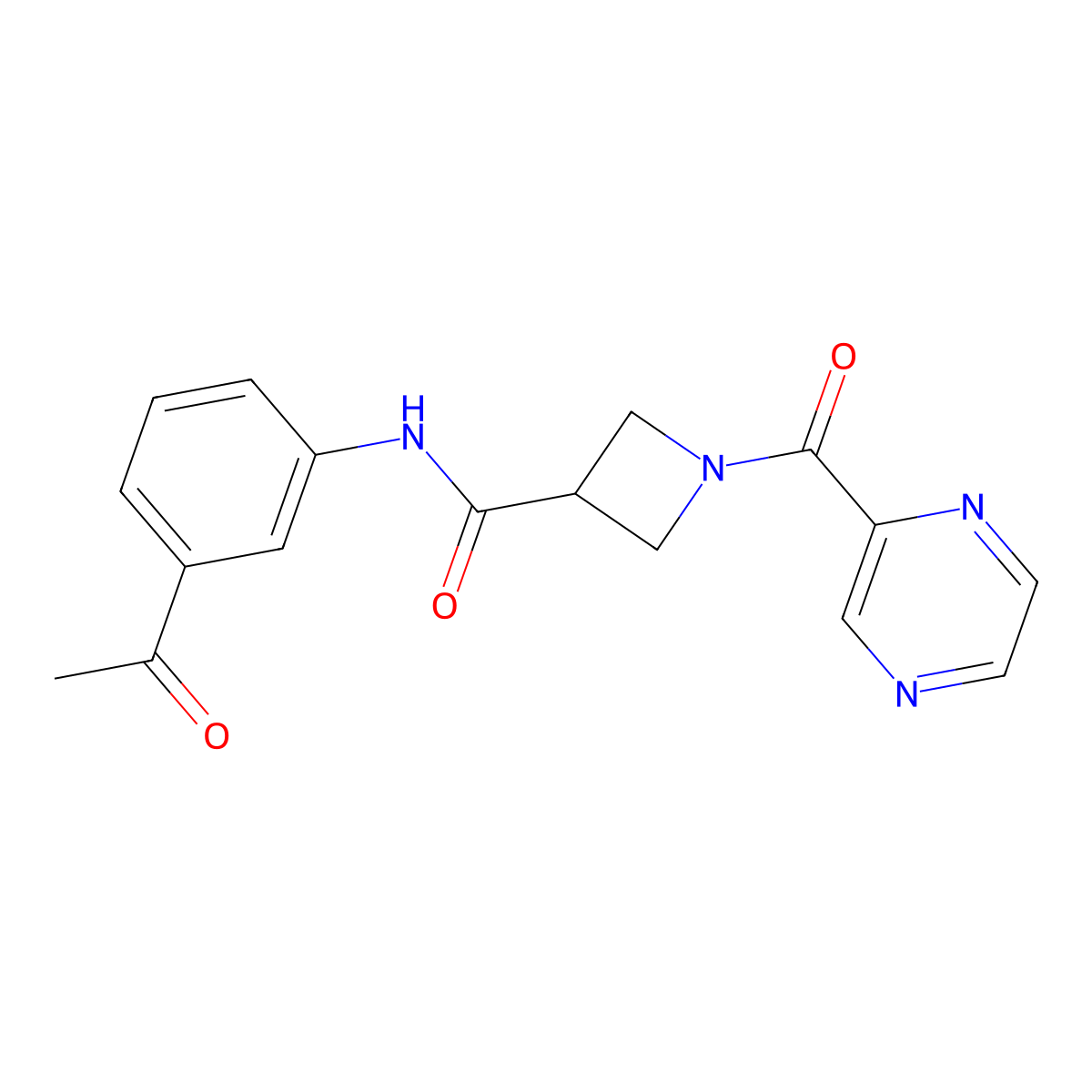 N-(3-acetylphenyl)-1-(pyrazine-2-carbonyl)azetidine-3-carboxamide molecular structure, CAS 1448123-22-5