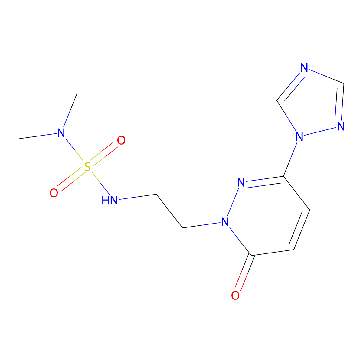 2-{2-[(dimethylsulfamoyl)amino]ethyl}-6-(1H-1,2,4-triazol-1-yl)-2,3-dihydropyridazin-3-one molecular structure, CAS 1448123-24-7