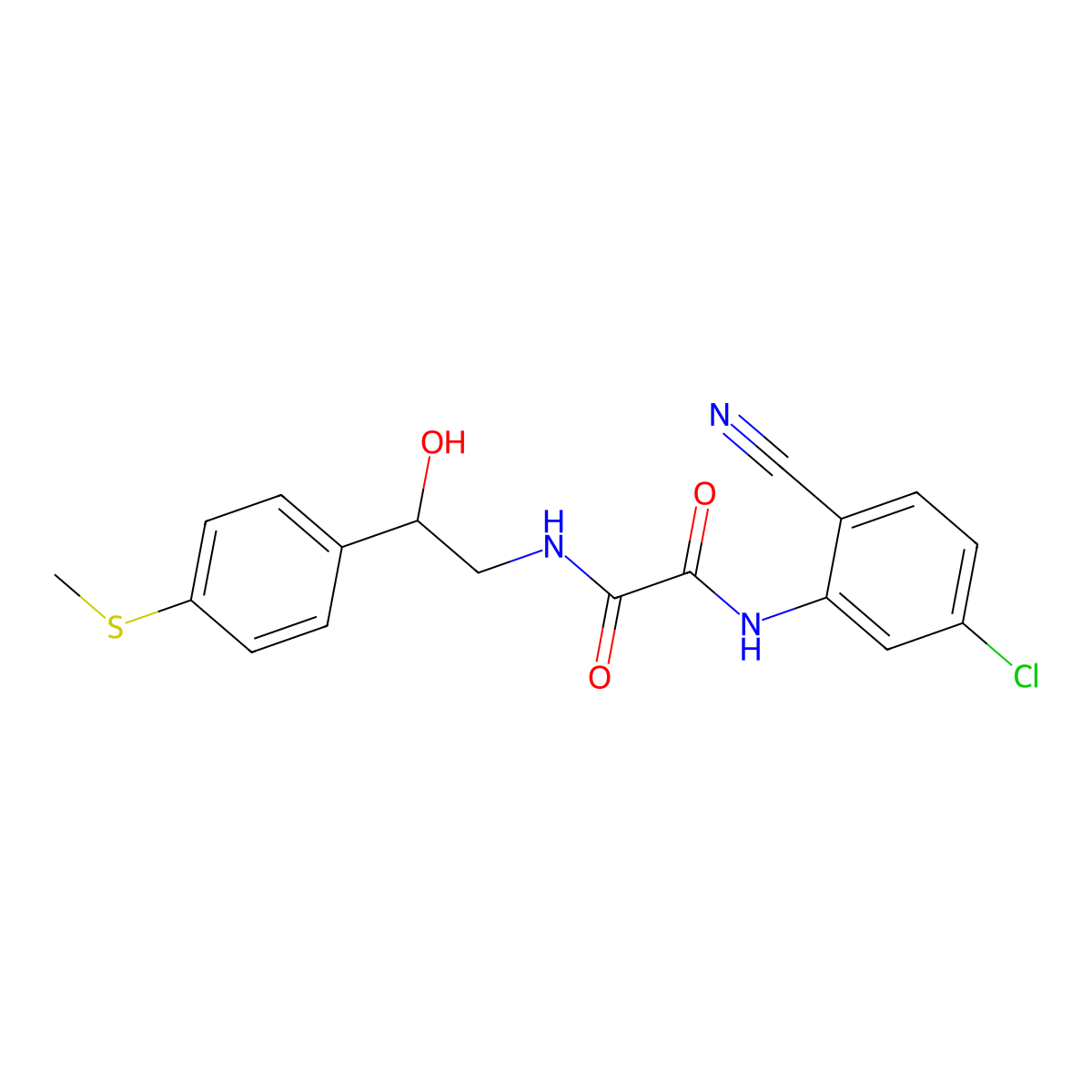 N1-(5-chloro-2-cyanophenyl)-N2-(2-hydroxy-2-(4-(methylthio)phenyl)ethyl)oxalamide molecular structure, CAS 1448123-25-8