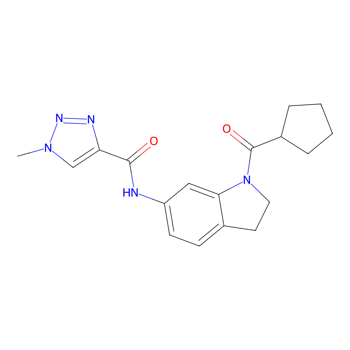 N-(1-(cyclopentanecarbonyl)indolin-6-yl)-1-methyl-1H-1,2,3-triazole-4-carboxamide molecular structure, CAS 1448123-29-2