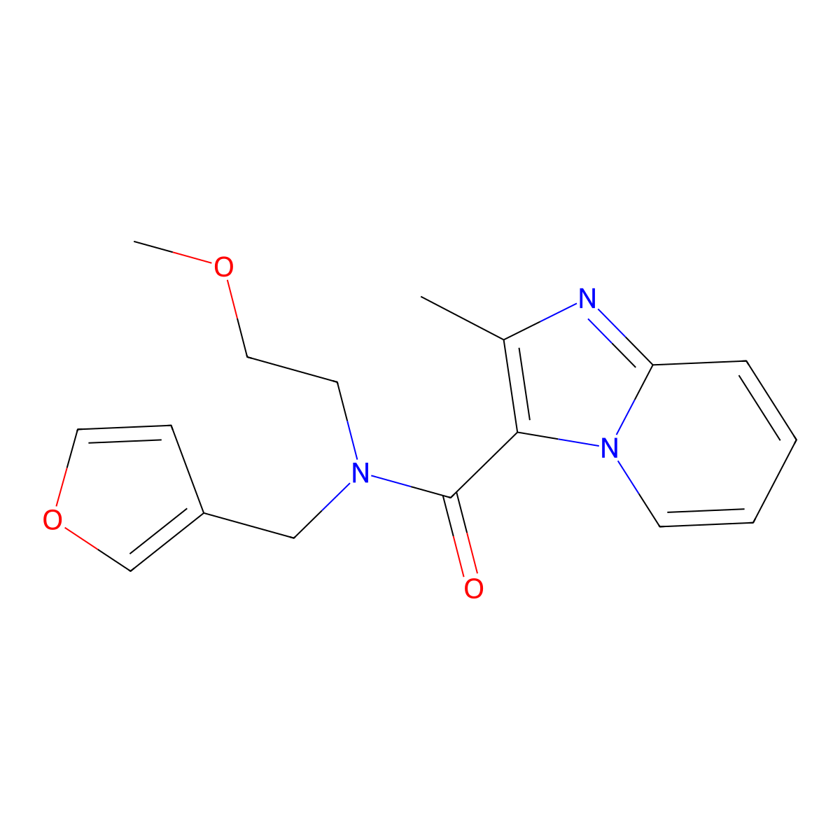 N-(furan-3-ylmethyl)-N-(2-methoxyethyl)-2-methylimidazo[1,2-a]pyridine-3-carboxamide molecular structure, CAS 1448123-32-7