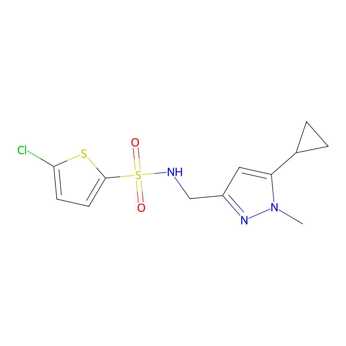 5-chloro-N-[(5-cyclopropyl-1-methyl-1H-pyrazol-3-yl)methyl]thiophene-2-sulfonamide molecular structure, CAS 1448123-34-9