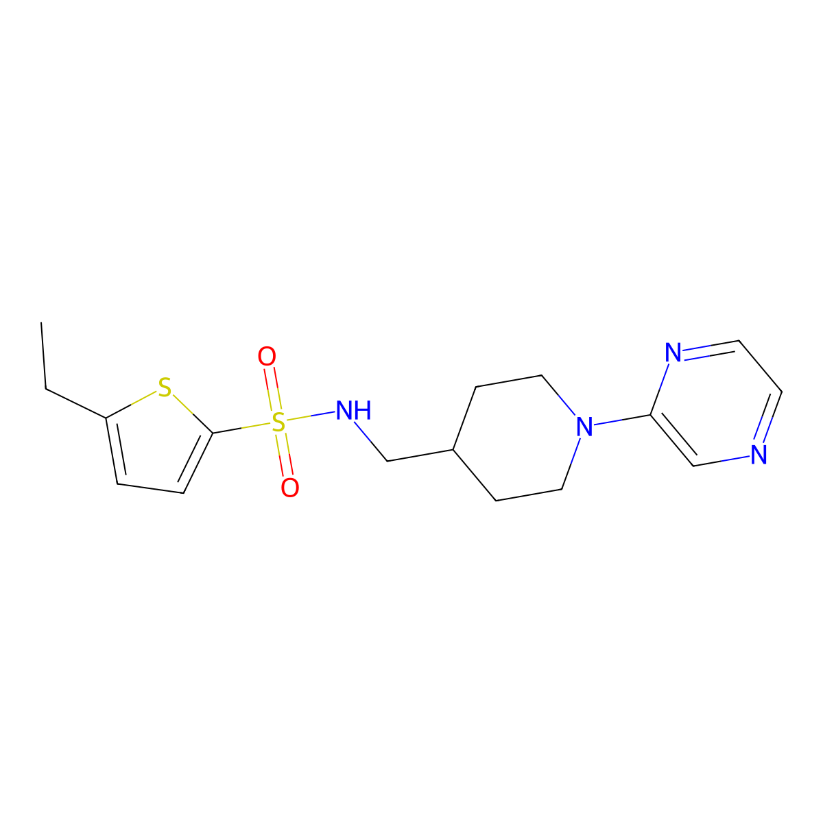 5-Ethyl-N-{[1-(pyrazin-2-YL)piperidin-4-YL]methyl}thiophene-2-sulfonamide molecular structure, CAS 1448123-36-1