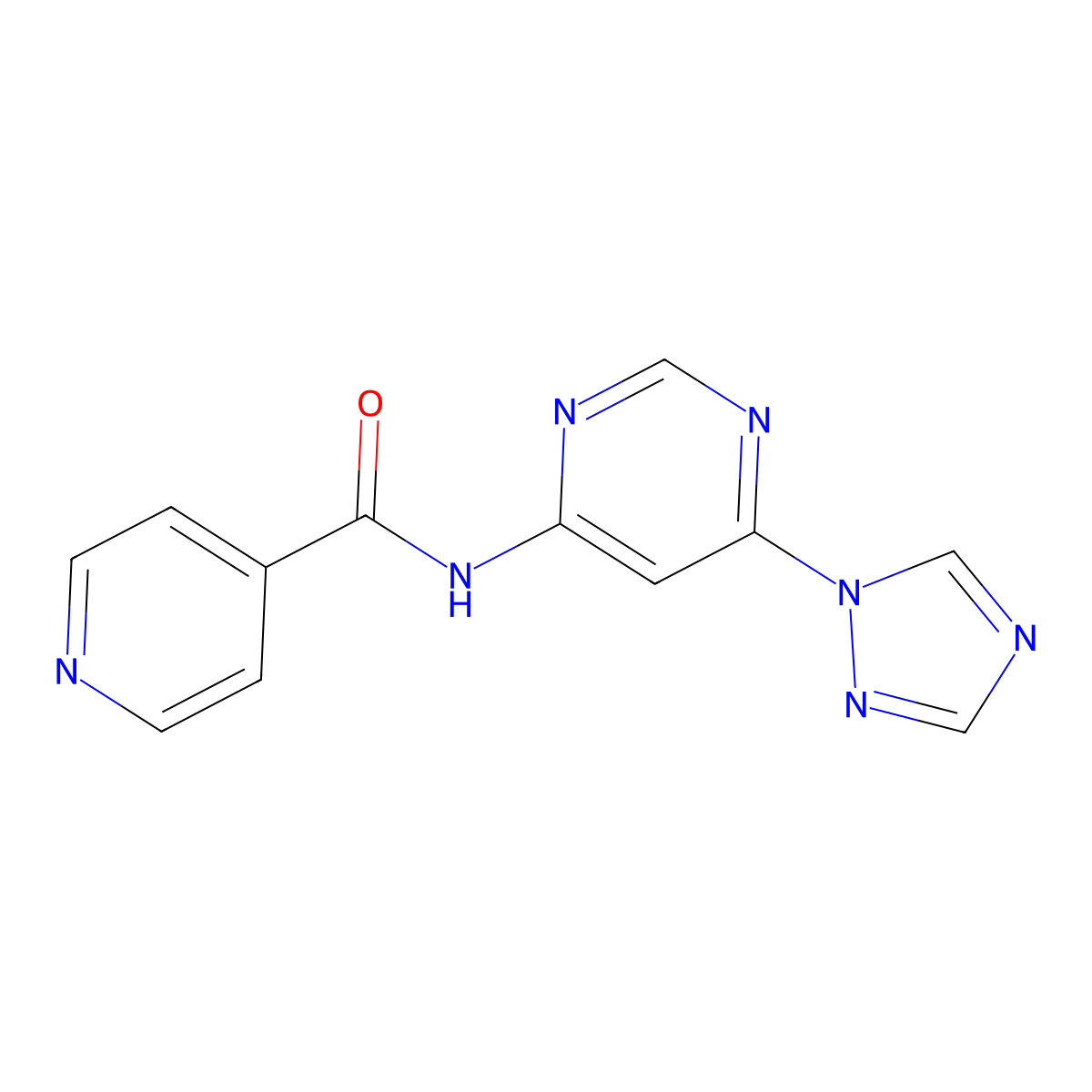N-(6-(1H-1,2,4-triazol-1-yl)pyrimidin-4-yl)isonicotinamide molecular structure, CAS 1448123-38-3