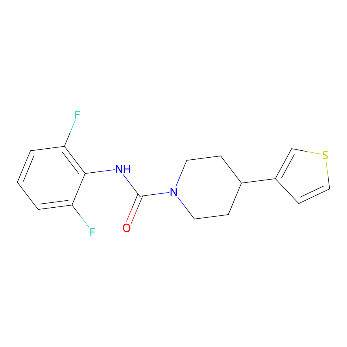N-(2,6-difluorophenyl)-4-(thiophen-3-yl)piperidine-1-carboxamide molecular structure, CAS 1448123-42-9