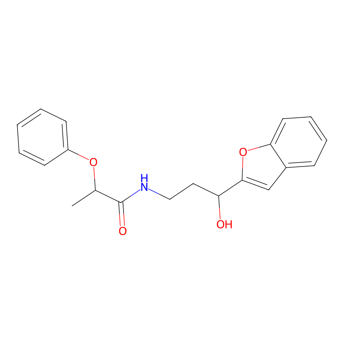 N-(3-(benzofuran-2-yl)-3-hydroxypropyl)-2-phenoxypropanamide molecular structure, CAS 1448123-46-3