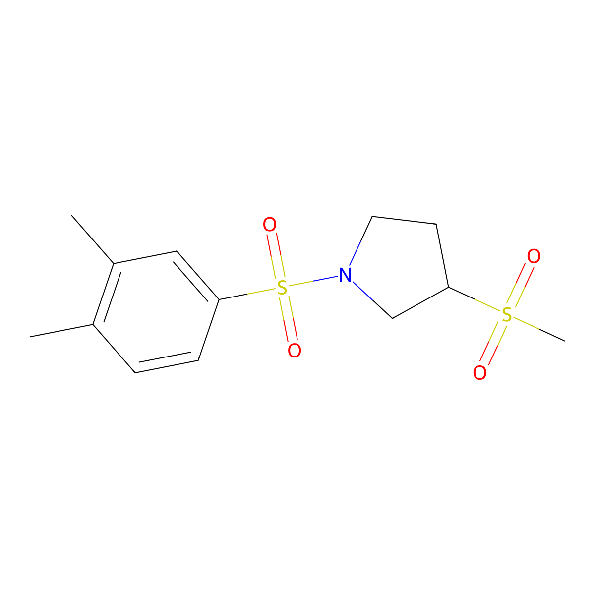 1-((3,4-Dimethylphenyl)sulfonyl)-3-(methylsulfonyl)pyrrolidine molecular structure, CAS 1448123-48-5