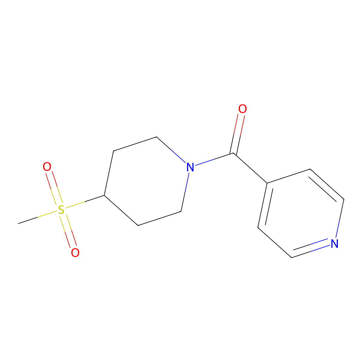 (4-(Methylsulfonyl)piperidin-1-yl)(pyridin-4-yl)methanone molecular structure, CAS 1448123-53-2