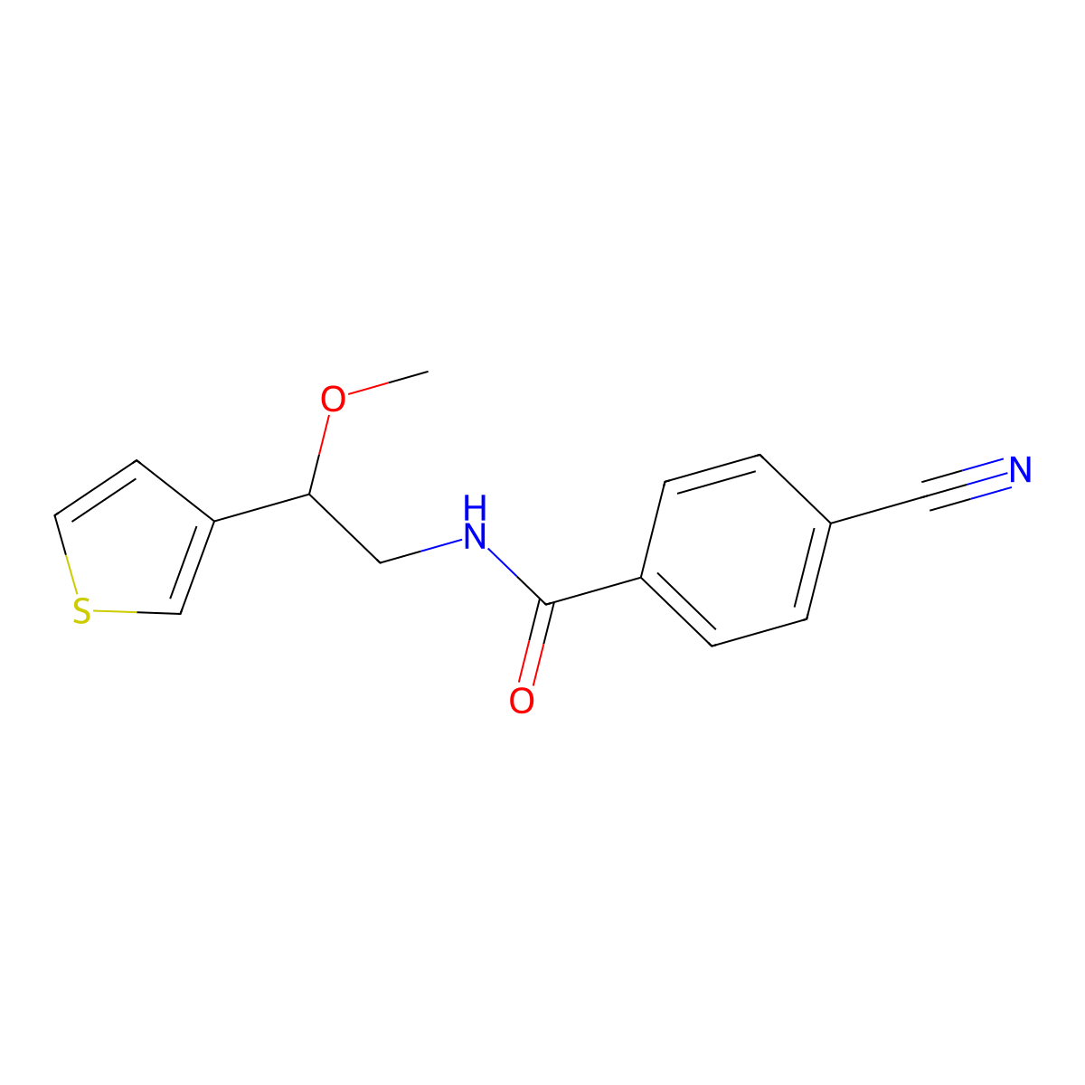4-Cyano-N-[2-methoxy-2-(thiophen-3-YL)ethyl]benzamide molecular structure, CAS 1448123-57-6