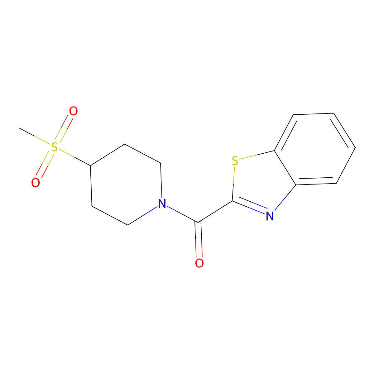 Benzo[d]thiazol-2-yl(4-(methylsulfonyl)piperidin-1-yl)methanone molecular structure, CAS 1448123-58-7