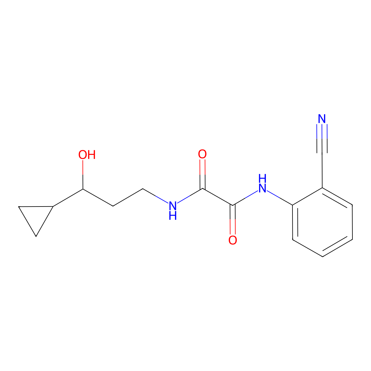 N1-(2-cyanophenyl)-N2-(3-cyclopropyl-3-hydroxypropyl)oxalamide molecular structure, CAS 1448123-61-2