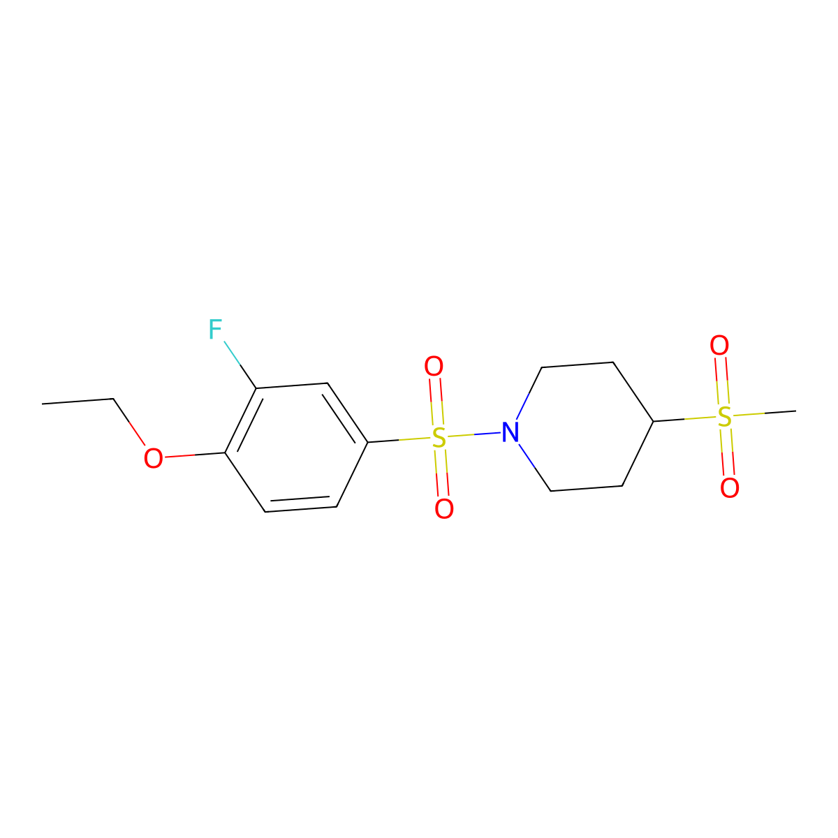 1-((4-Ethoxy-3-fluorophenyl)sulfonyl)-4-(methylsulfonyl)piperidine molecular structure, CAS 1448123-71-4