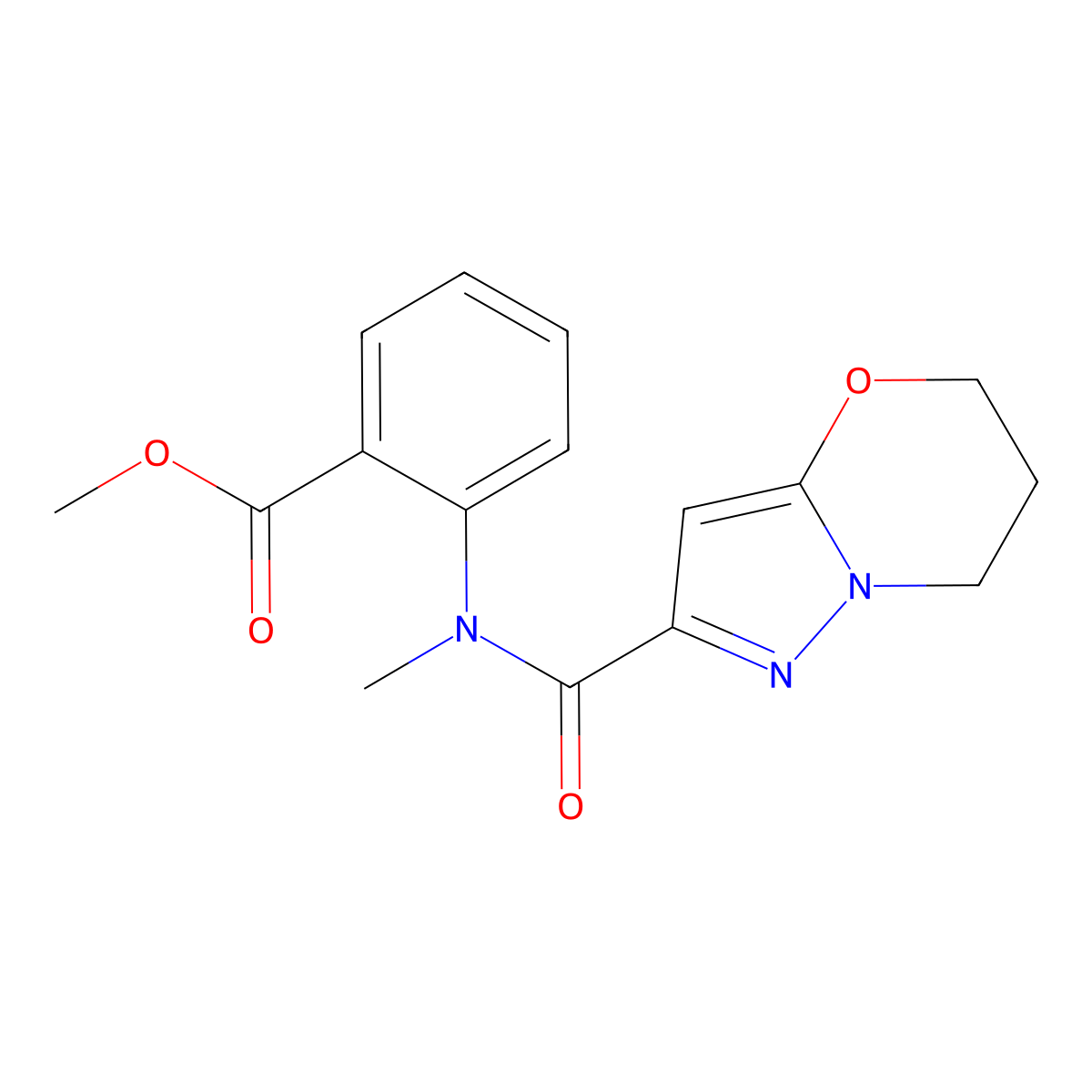 methyl 2-(N-methyl-6,7-dihydro-5H-pyrazolo[5,1-b][1,3]oxazine-2-carboxamido)benzoate molecular structure, CAS 1448123-72-5
