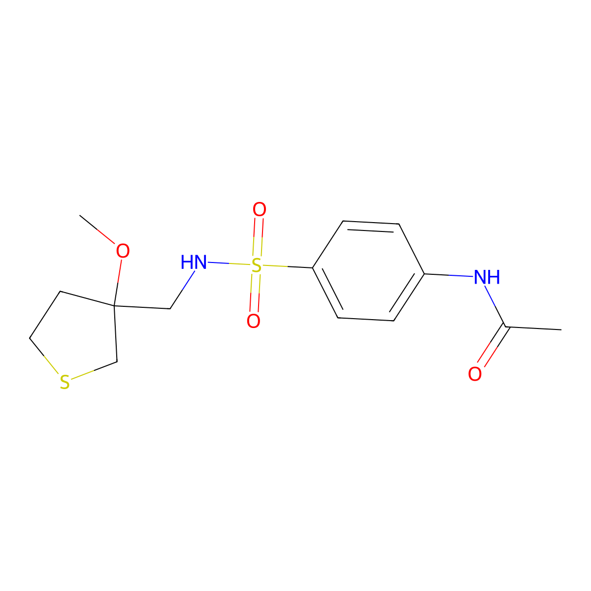 N-(4-(N-((3-methoxytetrahydrothiophen-3-yl)methyl)sulfamoyl)phenyl)acetamide molecular structure, CAS 1448123-74-7