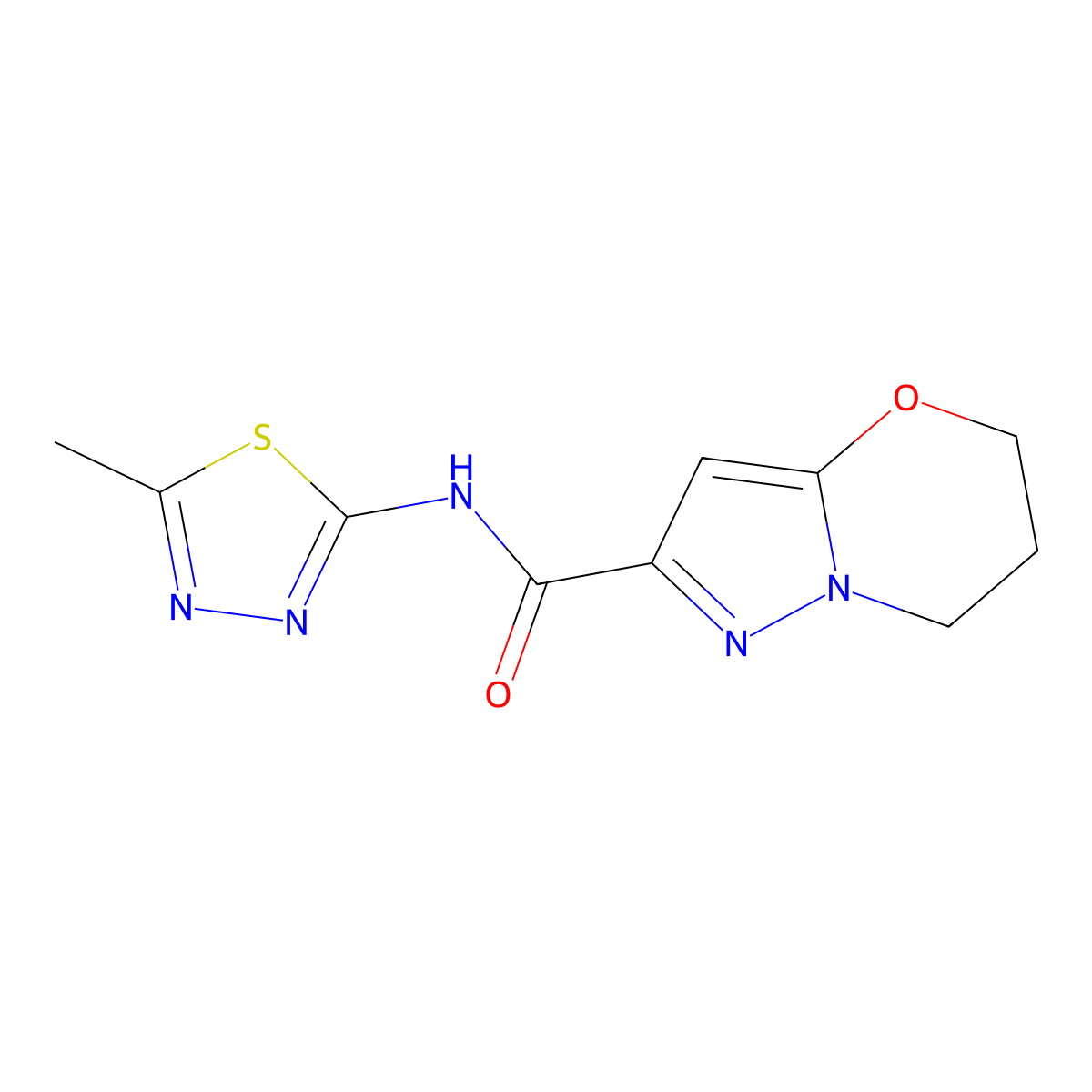 N-(5-methyl-1,3,4-thiadiazol-2-yl)-6,7-dihydro-5H-pyrazolo[5,1-b][1,3]oxazine-2-carboxamide molecular structure, CAS 1448123-76-9