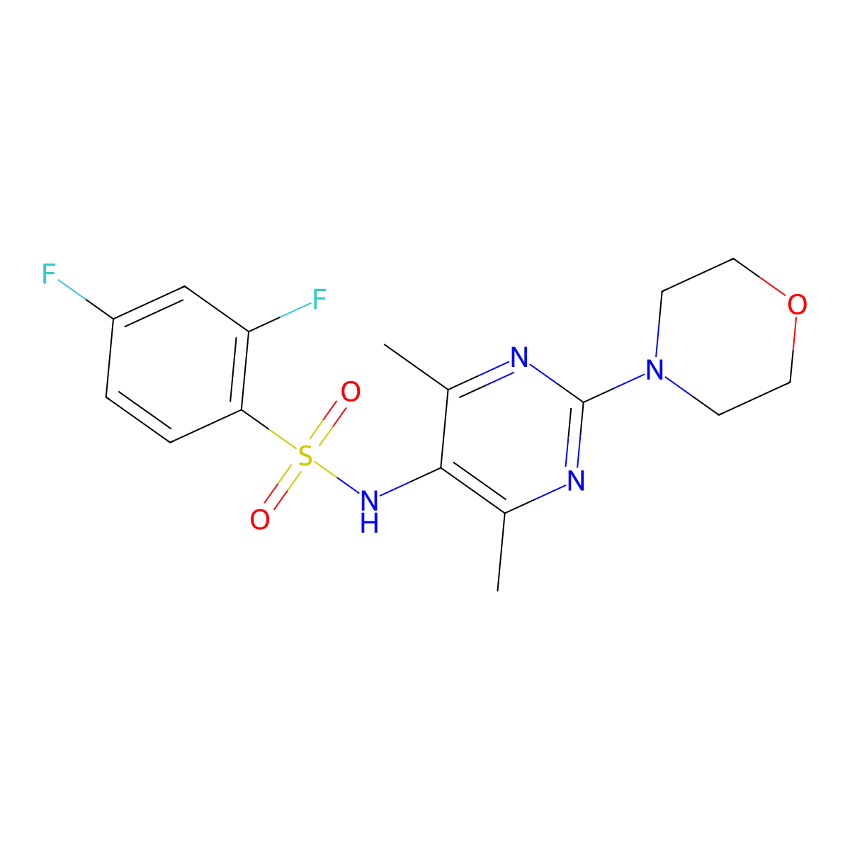 N-(4,6-dimethyl-2-morpholinopyrimidin-5-yl)-2,4-difluorobenzenesulfonamide molecular structure, CAS 1448123-82-7