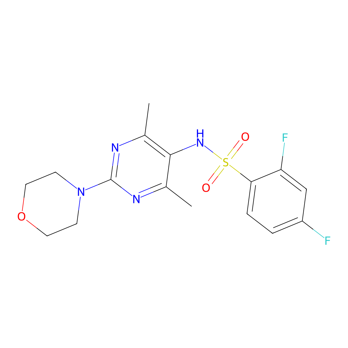 N-(4,6-dimethyl-2-morpholinopyrimidin-5-yl)-2,4-difluorobenzenesulfonamide molecular structure, CAS 1448123-82-7