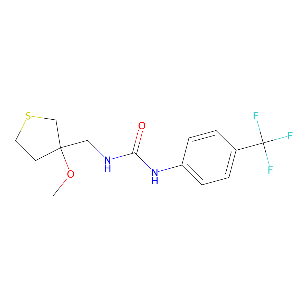 1-((3-Methoxytetrahydrothiophen-3-yl)methyl)-3-(4-(trifluoromethyl)phenyl)urea molecular structure, CAS 1448123-85-0