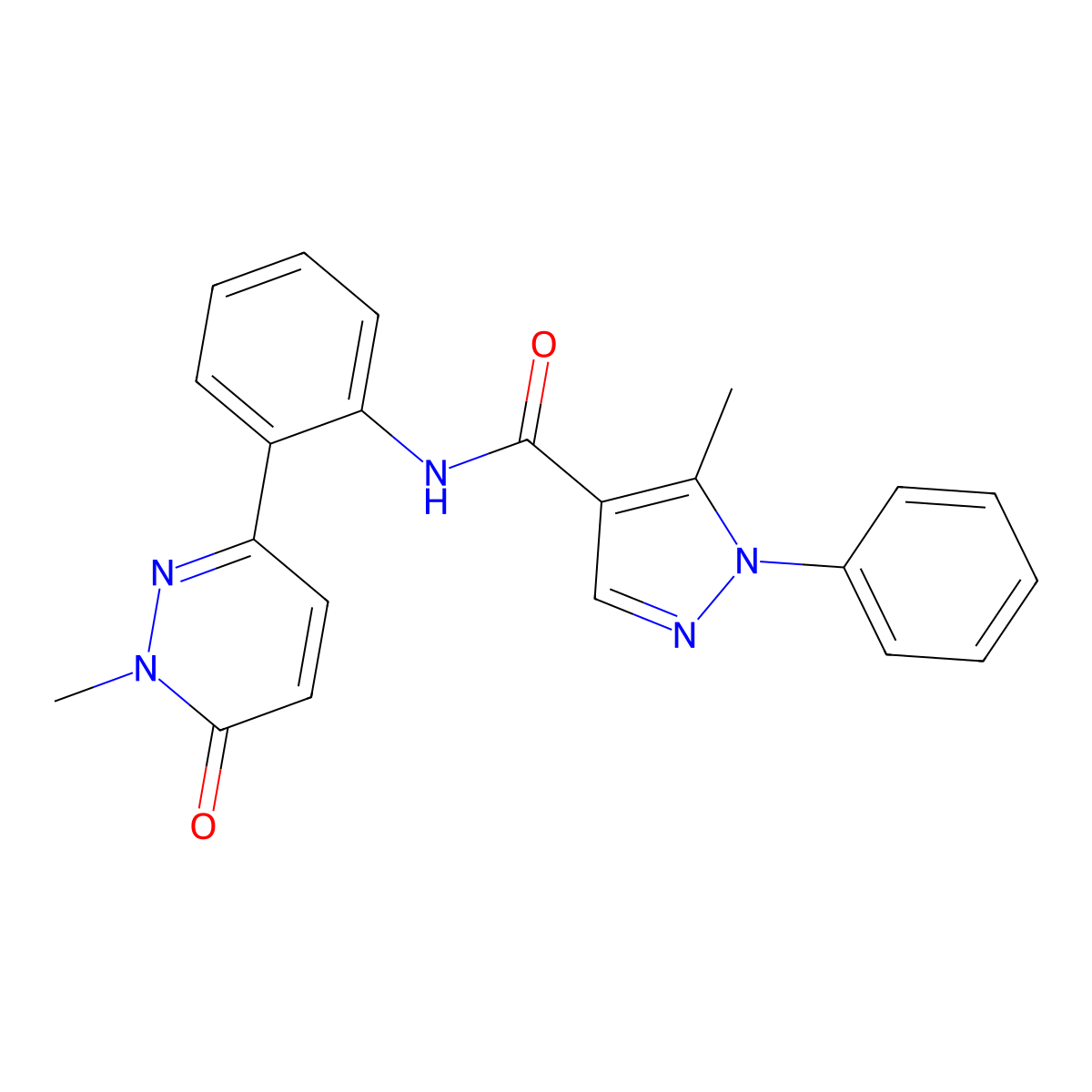 5-methyl-N-[2-(1-methyl-6-oxo-1,6-dihydropyridazin-3-yl)phenyl]-1-phenyl-1H-pyrazole-4-carboxamide molecular structure, CAS 1448123-87-2