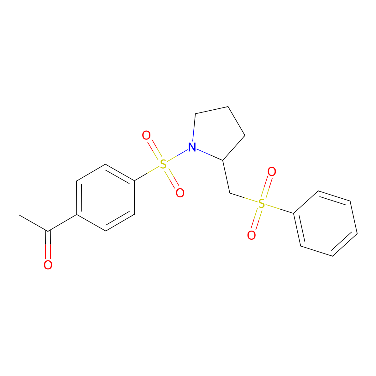 1-(4-((2-((Phenylsulfonyl)methyl)pyrrolidin-1-yl)sulfonyl)phenyl)ethanone molecular structure, CAS 1448123-92-9