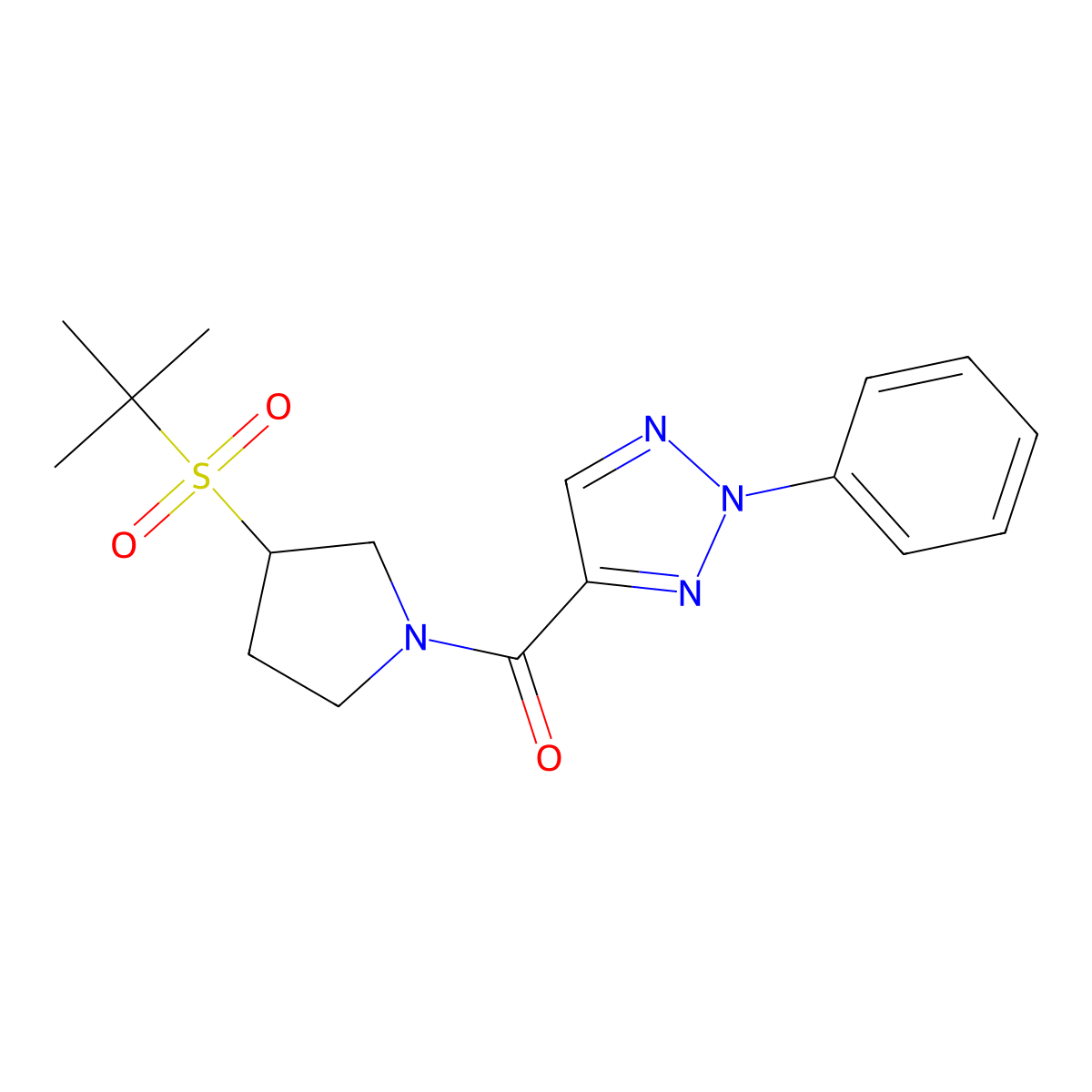 (3-(tert-butylsulfonyl)pyrrolidin-1-yl)(2-phenyl-2H-1,2,3-triazol-4-yl)methanone molecular structure, CAS 1448123-95-2