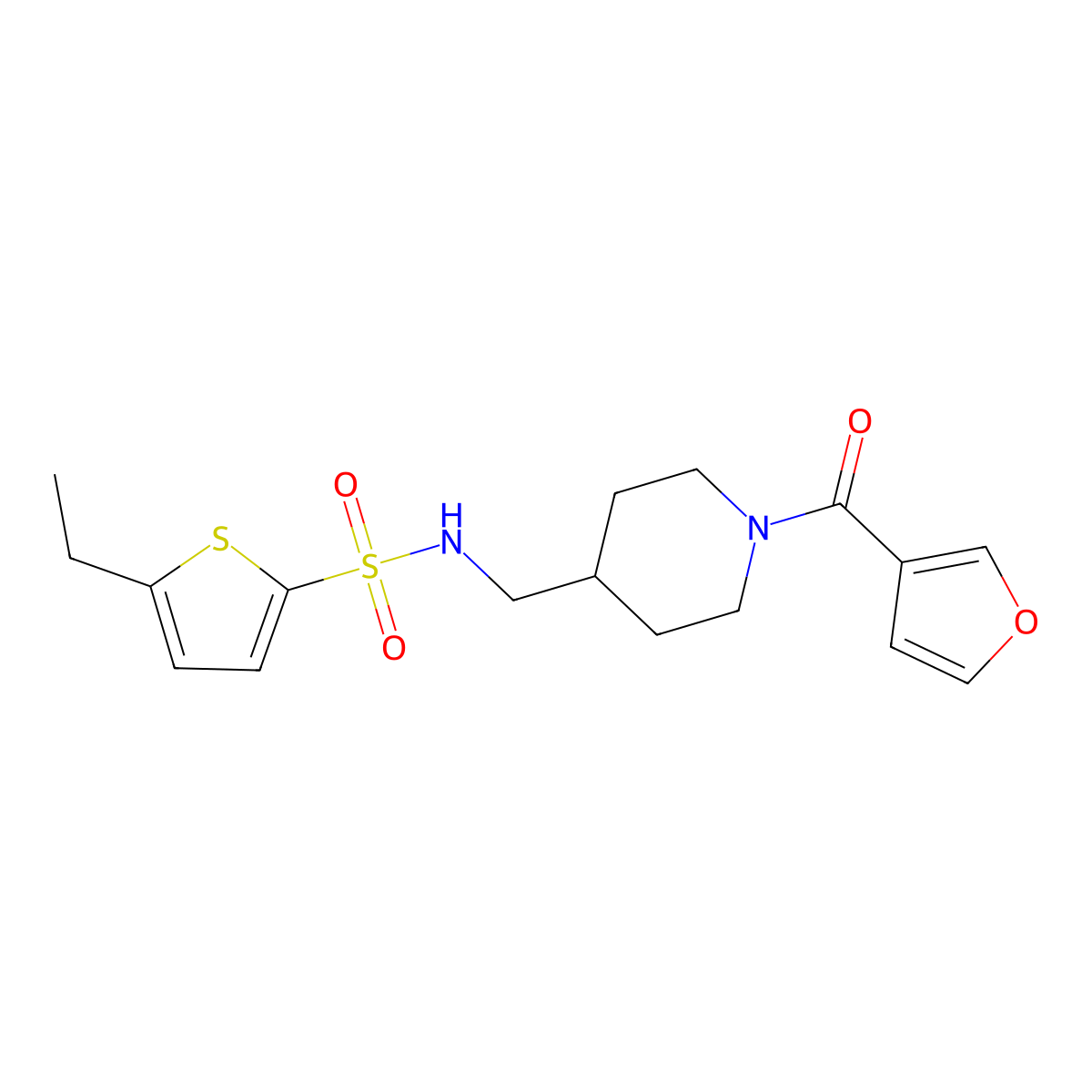 5-ethyl-N-((1-(furan-3-carbonyl)piperidin-4-yl)methyl)thiophene-2-sulfonamide molecular structure, CAS 1448123-98-5