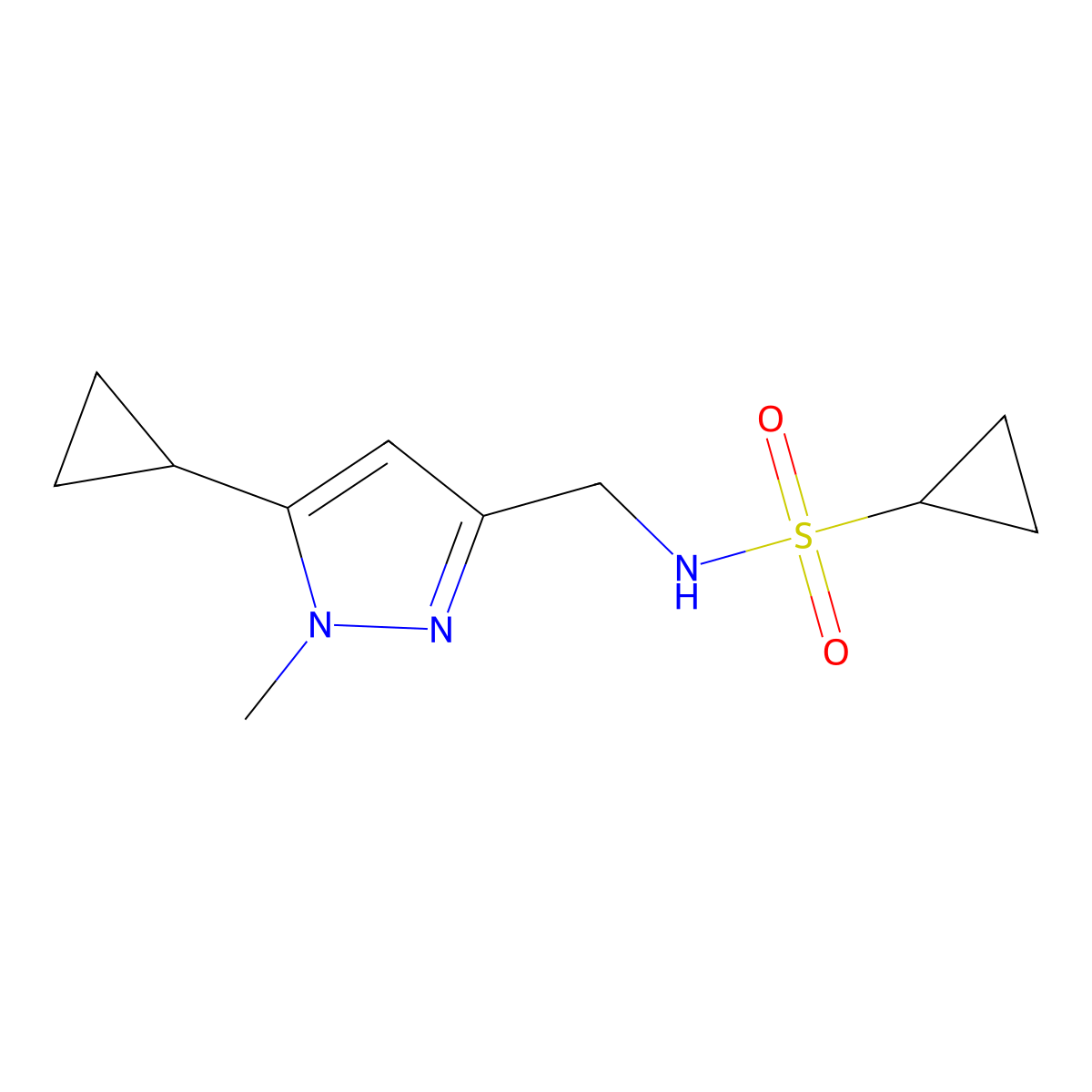 N-[(5-cyclopropyl-1-methyl-1H-pyrazol-3-yl)methyl]cyclopropanesulfonamide molecular structure, CAS 1448124-10-4