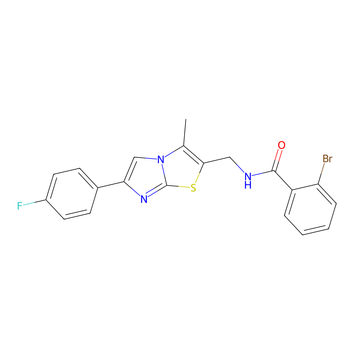 2-bromo-N-((6-(4-fluorophenyl)-3-methylimidazo[2,1-b]thiazol-2-yl)methyl)benzamide molecular structure, CAS 1448124-12-6