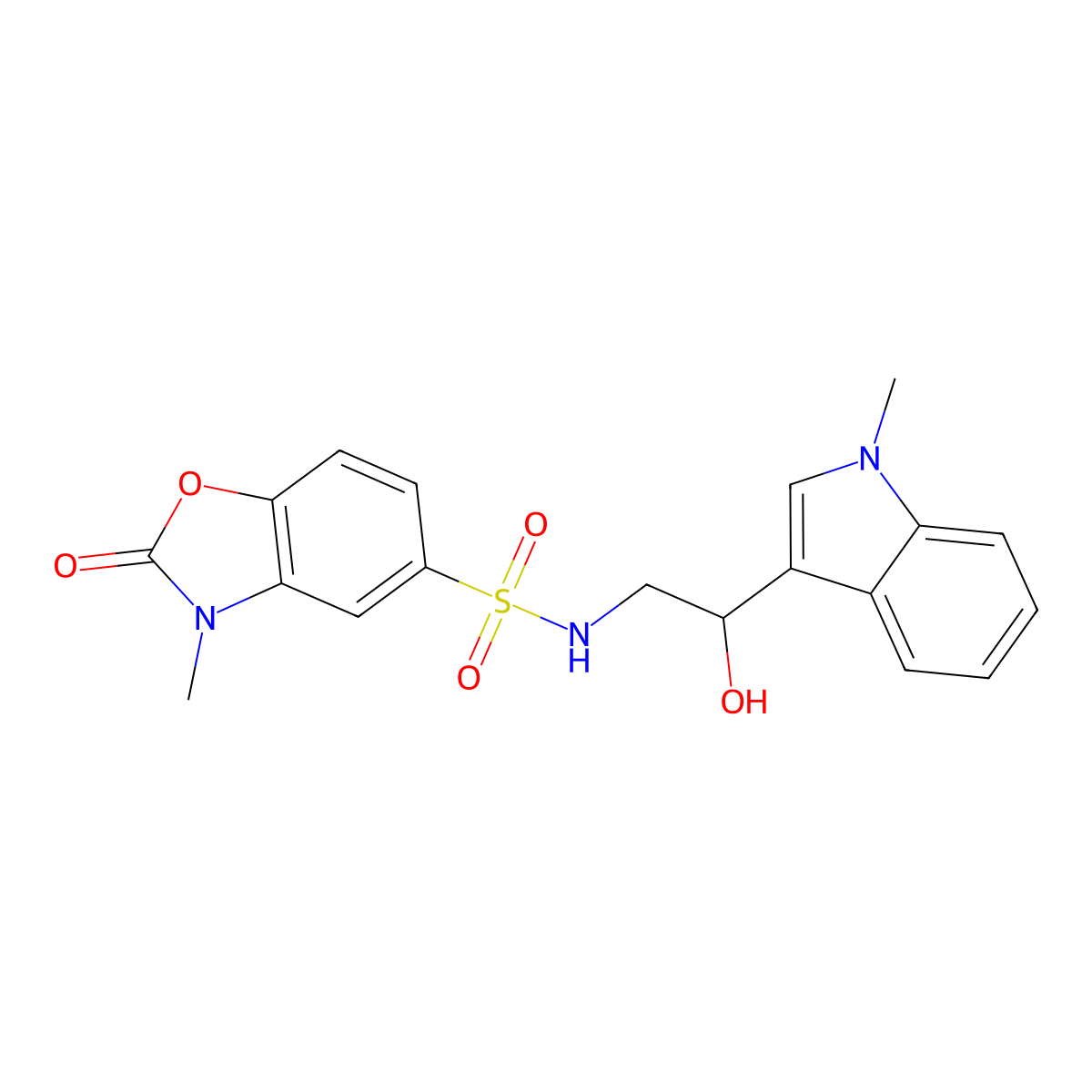 N-(2-hydroxy-2-(1-methyl-1H-indol-3-yl)ethyl)-3-methyl-2-oxo-2,3-dihydrobenzo[d]oxazole-5-sulfonamide molecular structure, CAS 1448124-13-7