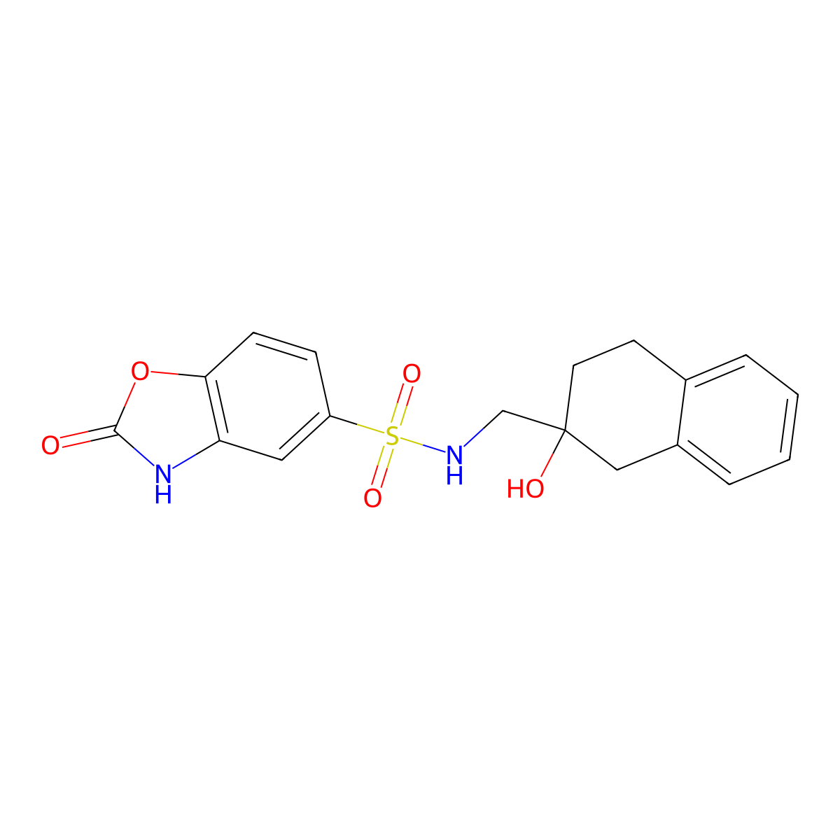 N-((2-hydroxy-1,2,3,4-tetrahydronaphthalen-2-yl)methyl)-2-oxo-2,3-dihydrobenzo[d]oxazole-5-sulfonamide molecular structure, CAS 1448124-20-6