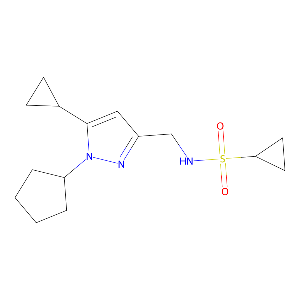 N-[(1-cyclopentyl-5-cyclopropyl-1H-pyrazol-3-yl)methyl]cyclopropanesulfonamide molecular structure, CAS 1448124-22-8